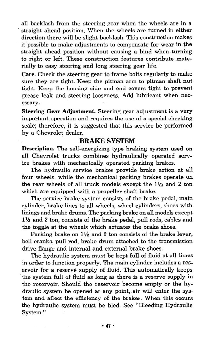 1953 Chevrolet Trucks Operators Manual Page 39